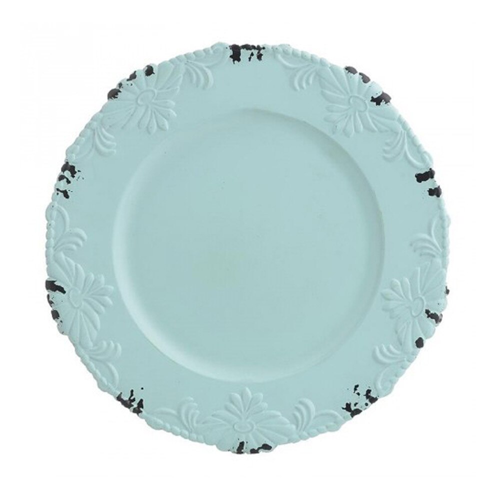 Platou servire rotund Chavy, melamina, verde, 33x33x2 cm