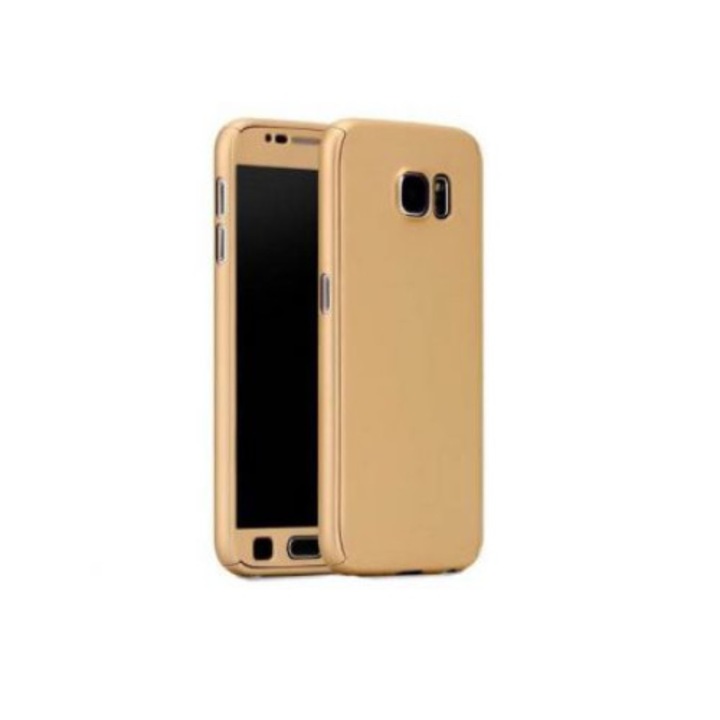 Защитен капак за Samsung Galaxy S6, златен, Fullbody отпред-отзад, безплатно защитно фолио