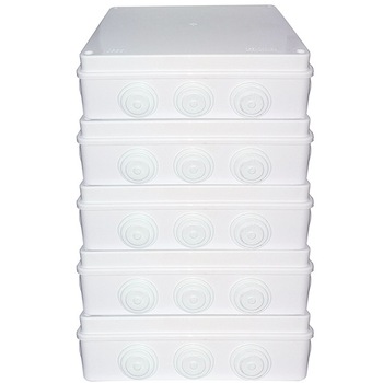 Pachet 5 bucati - Doza de exterior, PT, Protectie Umiditate, 25.5 x 20 x 8cm, 12 intrari Pachet 5 bucati - Doza de exterior, PT, Protectie Umiditate, 25.5 x 20 x 8cm, 12 intrari