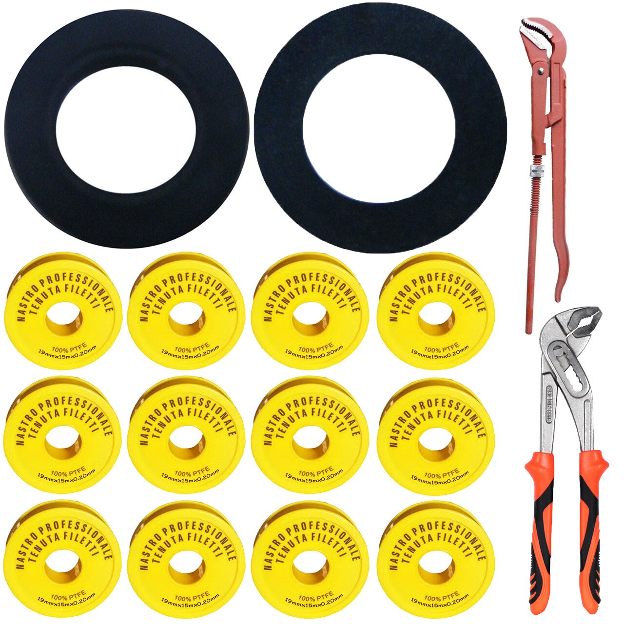 Pachet - 12 xBanda teflon, 15M + 40 xGarnitura de cauciuc 1/2 + 40 xGarnitura de cauciuc 3/4 + Mox Suedez 1