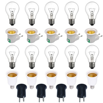 Pachet - 10 x Bec cu fasung E27, 150W + 5 x Fasung redus E14-E27 + 5 x Stecher cu fasung E27 si intrerupator + 4 x Stecher fasung, E27 Pachet - 10 x Bec cu fasung E27, 150W + 5 x Fasung redus E14-E27 + 5 x Stecher cu fasung E27 si intrerupator + 4 x Stecher fasung, E27