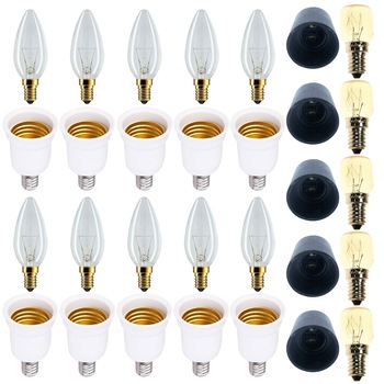 Pachet - 10 x Fasung redus E14, E27 + 10 x Bec lumanare E14, 60W + 5 x Bec frigider E14, 15W + 5 x Fasung E14 Pachet - 10 x Fasung redus E14, E27 + 10 x Bec lumanare E14, 60W + 5 x Bec frigider E14, 15W + 5 x Fasung E14