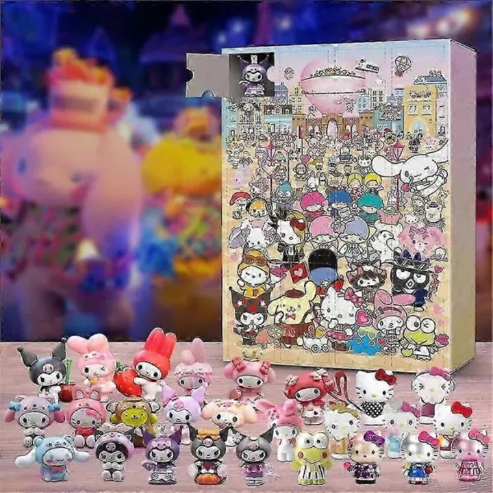 Calendar de Advent de Craciun Sanrio PO-CJ-K0433-26-8-26-10118, 24 figurine din PVC, multicolor, 24 zile (set 24 buc.)