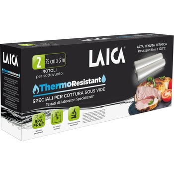 Role pentru Sous Vide Laica ThermoResistant TR2000, 25 x 300 cm, 2 bucati, fara BPA Role pentru Sous Vide Laica ThermoResistant TR2000, 25 x 300 cm, 2 bucati, fara BPA