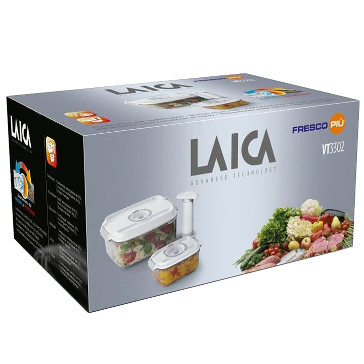 Set 2 caserole de vidat + pompa manuala de vidat Laica VT3302