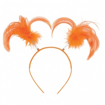 Coronita - Codite portocalii cu pene pentru petrecere, Amscan 399414.05, 1 buc Coronita - Codite portocalii cu pene pentru petrecere, Amscan 399414.05, 1 buc
