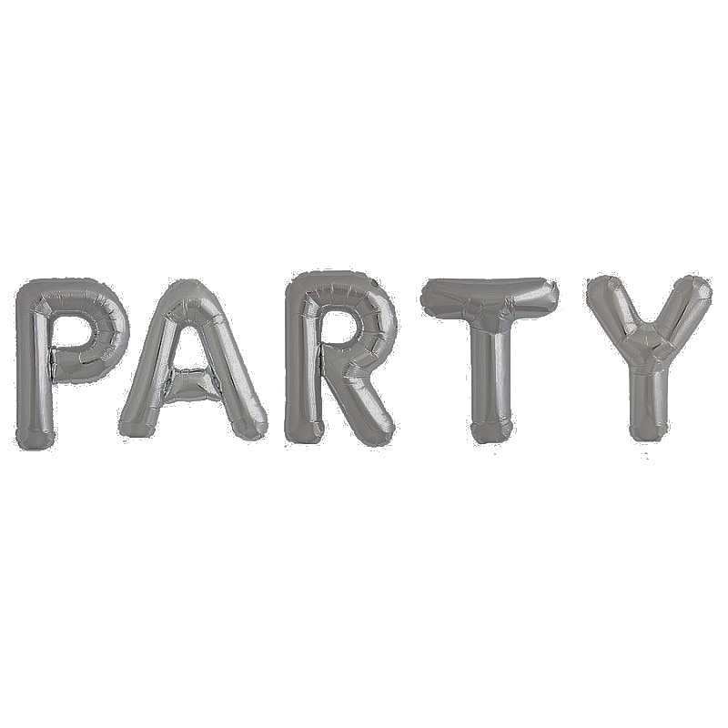 Pachet litere PARTY 41 cm argintiu, Amscan