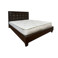 Pat tapitat Infi 2666 piele ecologica somiera lemn dimensiune saltea 160 x 200 cm , wenge