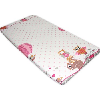 Cearceaf cu elastic bufnite roz cu alb 120 x 60 cm Cearceaf cu elastic bufnite roz cu alb 120 x 60 cm