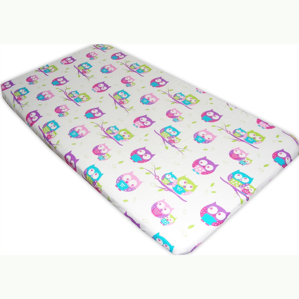 Cearceaf cu elastic bufnite mov cu alb 120 x 60 cm