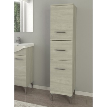 Dulap baie Kring Rovere Grigio, cu doua usi cu deschidere spre stanga si un sertar, 31.5x148x33.5cm, gri Dulap baie Kring Rovere Grigio, cu doua usi cu deschidere spre stanga si un sertar, 31.5x148x33.5cm, gri