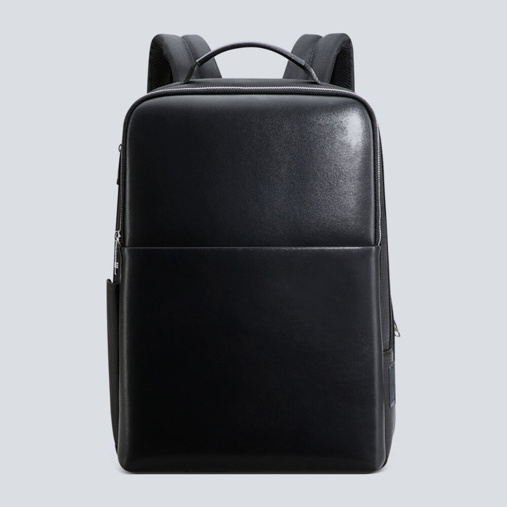 Bopai, rucsac din piele naturala si poliester, rezistent la apa si extensibil, compartiment laptop 15,6", port USB integrat, bretea pentru troller, 27 L, negru, 44x34x18 cm