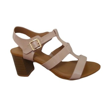 Sandale de vara cu toc inalt, din piele ecologica, D&J Exclusive, NUD Sandale de vara cu toc inalt, din piele ecologica, D&J Exclusive, NUD