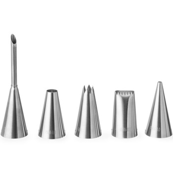 Set 5 x varfuri pentru decorare patiserie, Hendi, inox Set 5 x varfuri pentru decorare patiserie, Hendi, inox