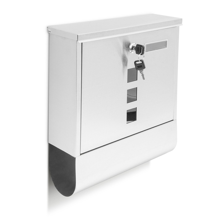 Nemesacél postaláda újságtartóval IV