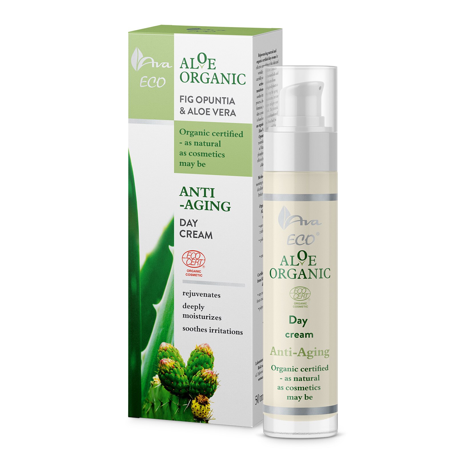 Crema organica de zi cu aloe vera si extract de cactus - 50ml