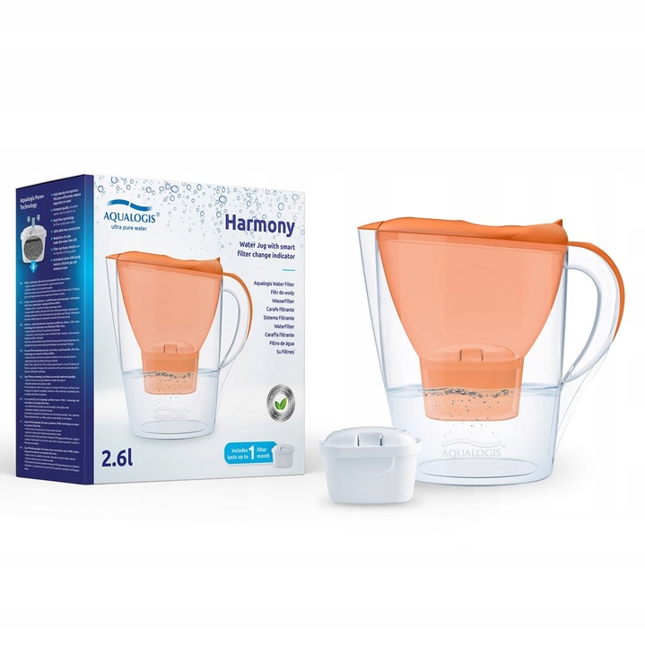 Carafa Filtranta Aqualogis Harmony 2.6L Portocaliu