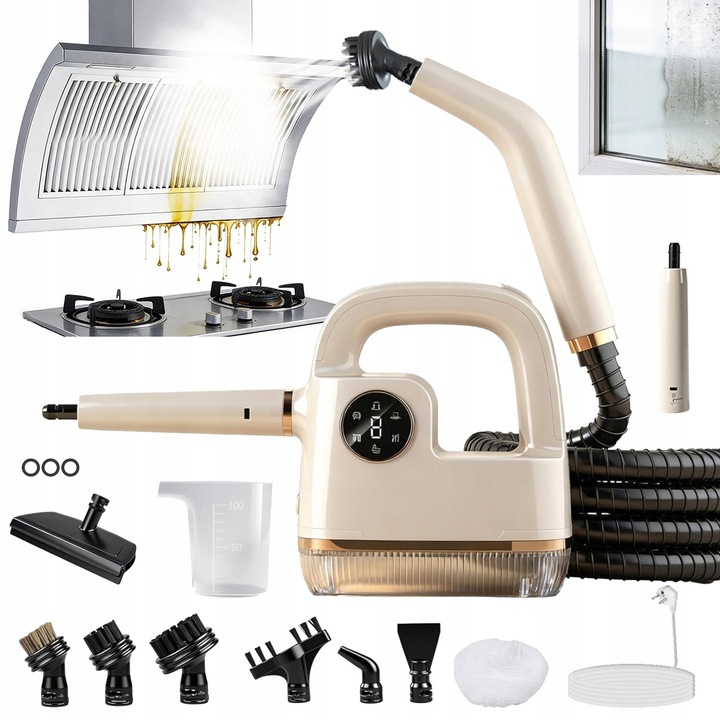 Curatator cu aburi portabil 800W, afisaj digital, pentru podele