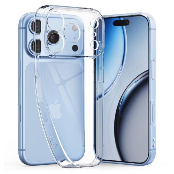 Husa Upzz® Slim 2MM, Compatibila Cu iPhone 18 PRO, Pastreaza Aspectul Original, Protectie La Camere, Transparenta