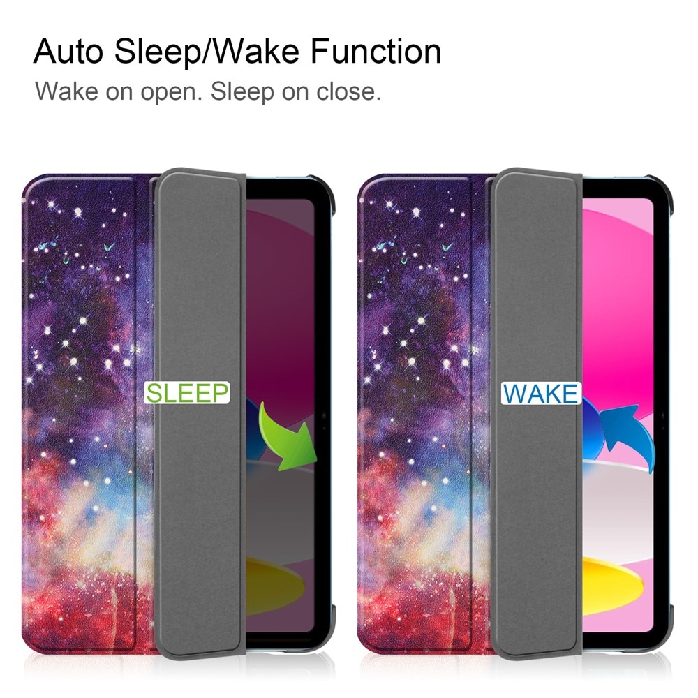 Husa pentru Apple iPad 10 / iPad 11 (A16) (10.9"-11"), GalaxyPrint, Imprimeu stele, Protectie completa, Multicolor