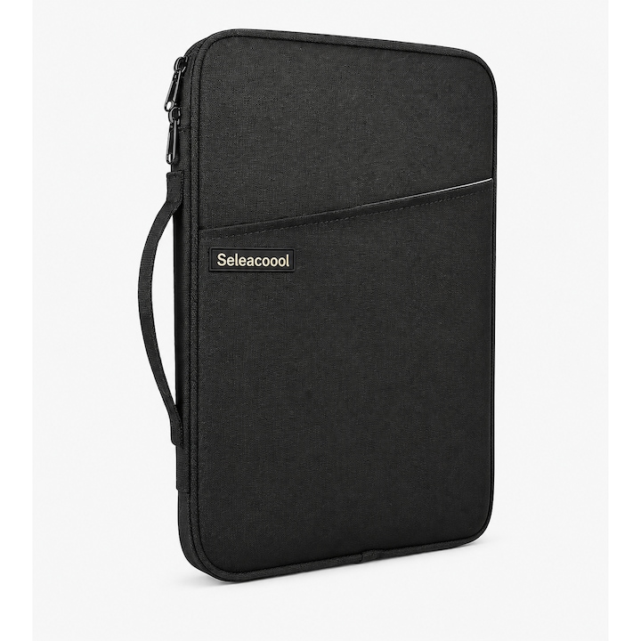 Husa de Protectie si Geanta de Transport pentru Tableta Seleacoool®, 10, 2-12, 9 inch, Compatibila cu iPad 10, 2/10, 5/10, 9/12, 9, iPad Pro 11/12, 9, MatePad si Surface Go, 35 x 25, 5 x 3 cm, Negru