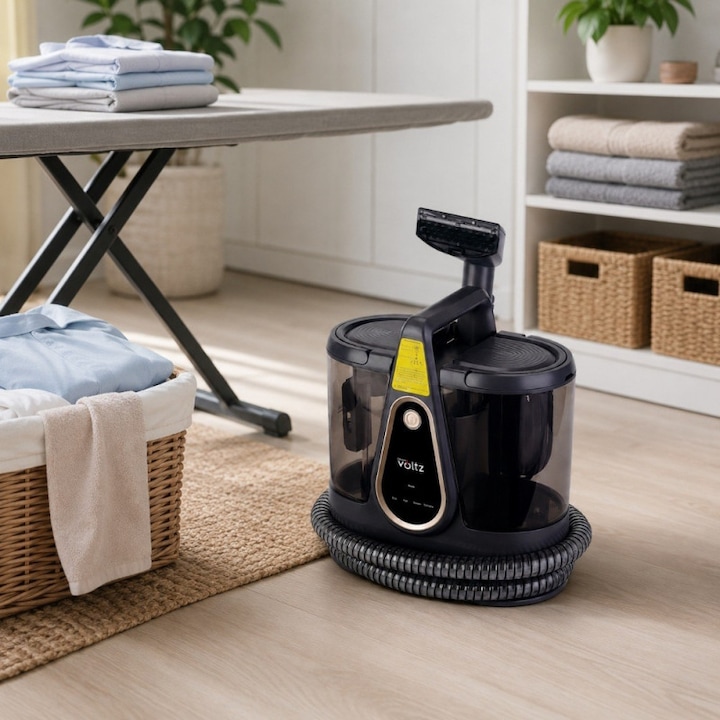 Aspirator vertical cu spalare 800 Wet&Dry Electrolux EW82U1DB, stand de incarcare cu functie auto-curatare & uscare role la 70°C, motor BLDC, autonomie maxima 35 min, duze pentru spatii inguste, albastru denim/gri