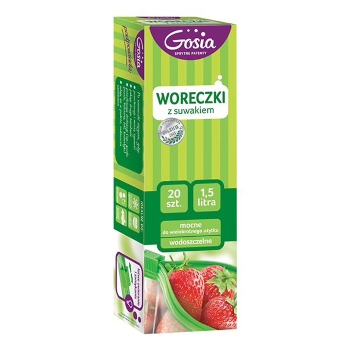 Pungi alimentare cu inchidere cu fermoar Politan Gosia, 1,5L, 20 buc