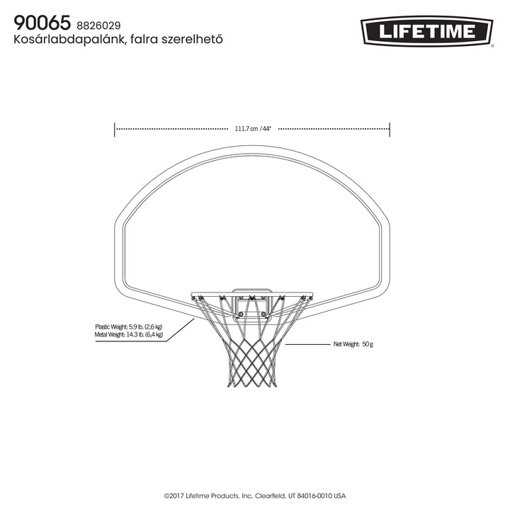 Lifetime kosárlabda palánk Wall 112 cm falra szerelhető