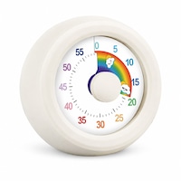 Cronometru vizual universal pentru copii, JESWO®, Timp invers 0-60 minute, arc de timp colorat, functionare silentioasa, somn de periat pe dinti pentru sarcini de invatare, ABS + buton de reglare a timpului, Alb