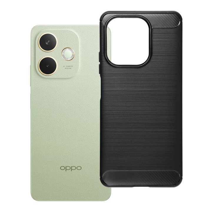 Husa protectie Carbon pentru Oppo A5 Pro, neagra