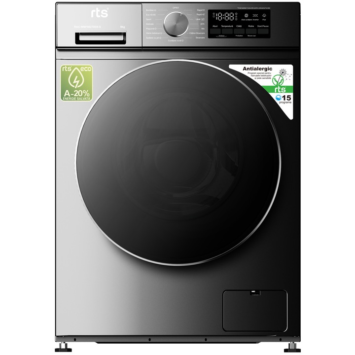 Masina de spalat RTS RAC-WMF80270EB-S 8KG, 1200 RPM, Motor Inverter, Steam, Clasa A