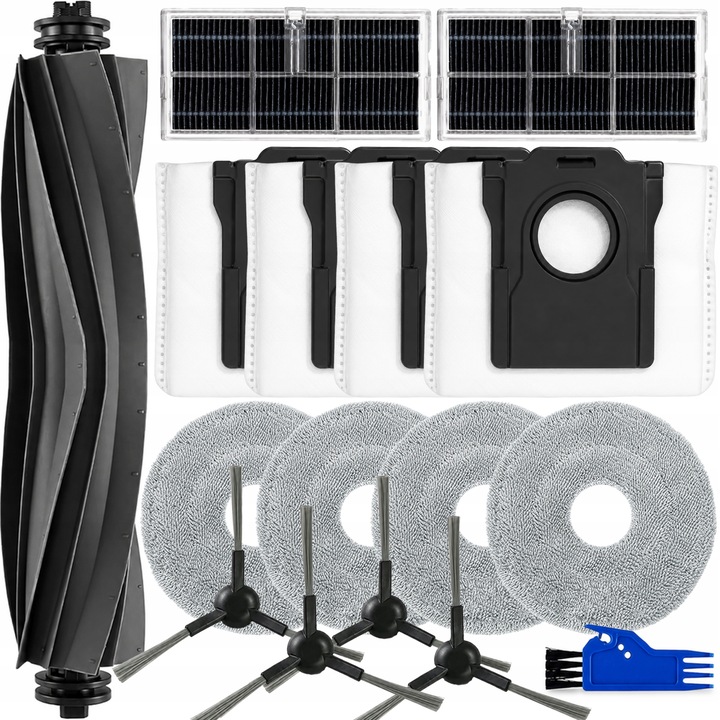 Set Accesorii NewEvo® 16 Piese pentru Robot Aspirator, Compatibil Dreame X40 Ultra, X40 Master, X40 Pro, L40 Ultra si MOVA P10 Pro Ultra, P50 Ultra, P50 Pro Ultra, Perie Principala si Laterale, Mopuri