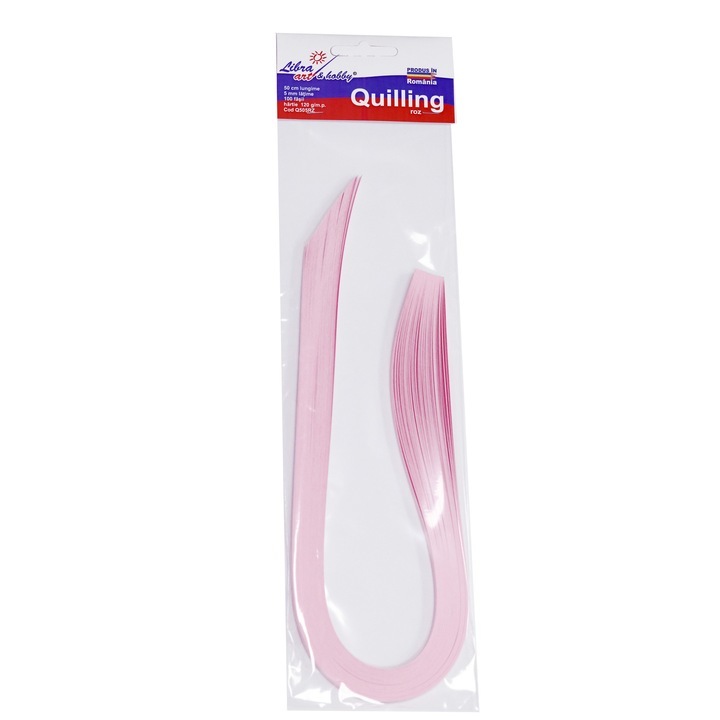 Rózsaszín quilling papír 50 cm hosszú 5 mm szélesség 100 csík, 120 gramm