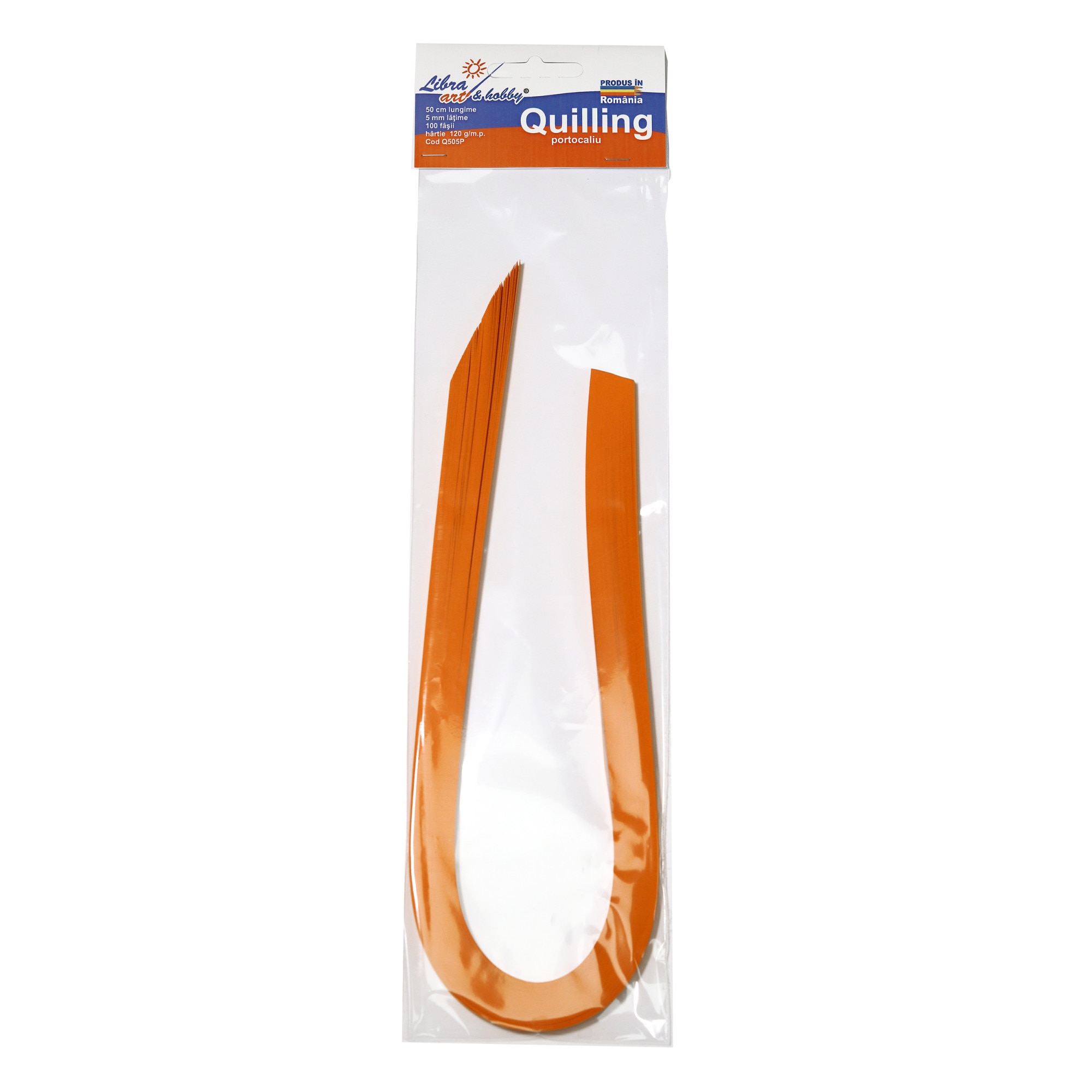 Hartie quilling portocalie 50 cm lungime 5 mm latime 100 fasii, 120 grame