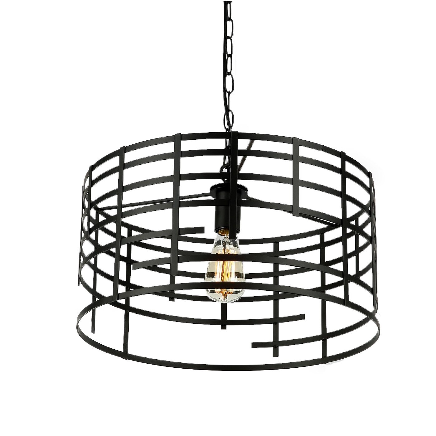 Lustra Sphera metalica, design vintage, culoare negru mat, diametru 45 cm, inaltime 23 cm, Maison M