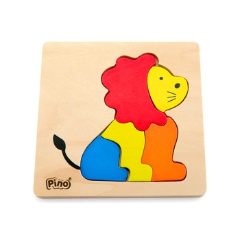 Puzzle din lemn, Pino, Leu, 5 piese Puzzle din lemn, Pino, Leu, 5 piese