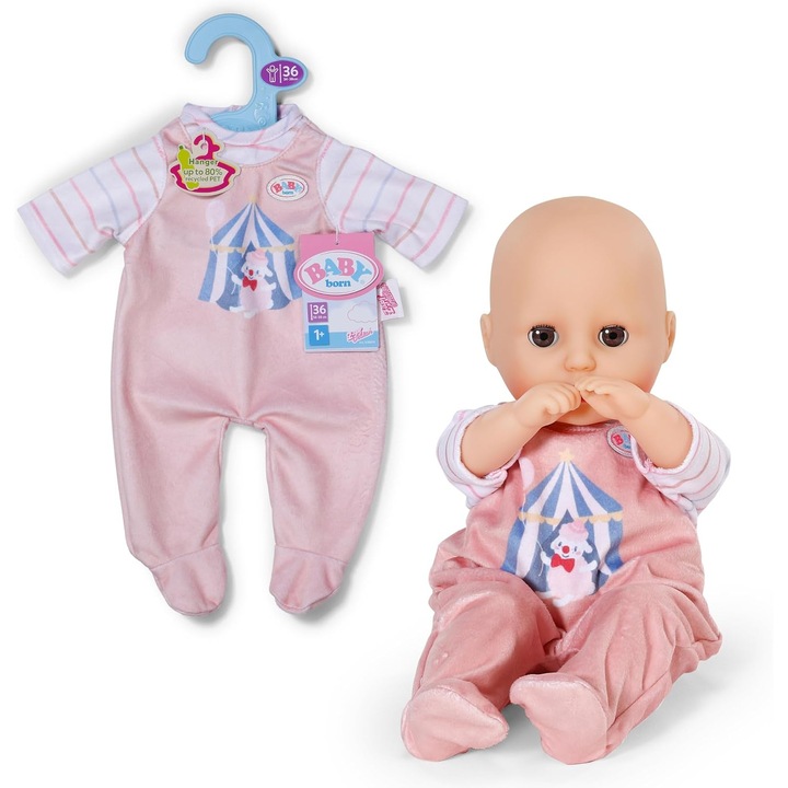 Costum Romper Baby Born 36 cm - Haine Papusi cu Maneca Lunga, Motive Circ