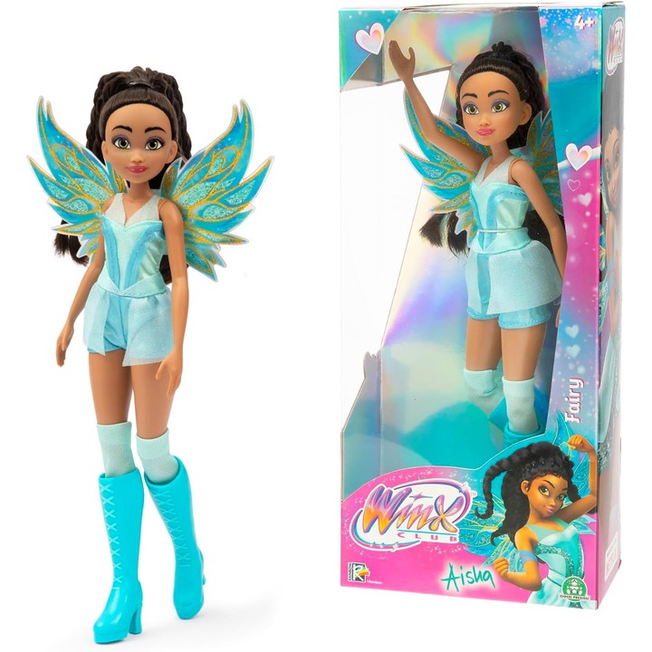 Papusa Zana Winx Club Aisha cu Aripi Stralucitoare si Articulatii Mobile