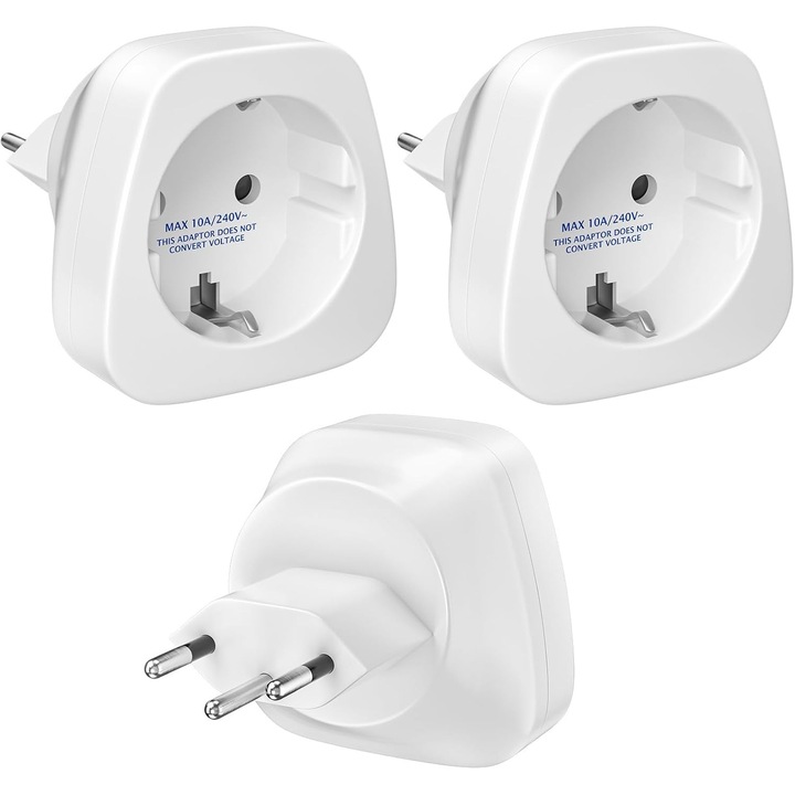 Adaptor Priza Elvetia (3 Bucati) - EU la CH, Tip J, Alb