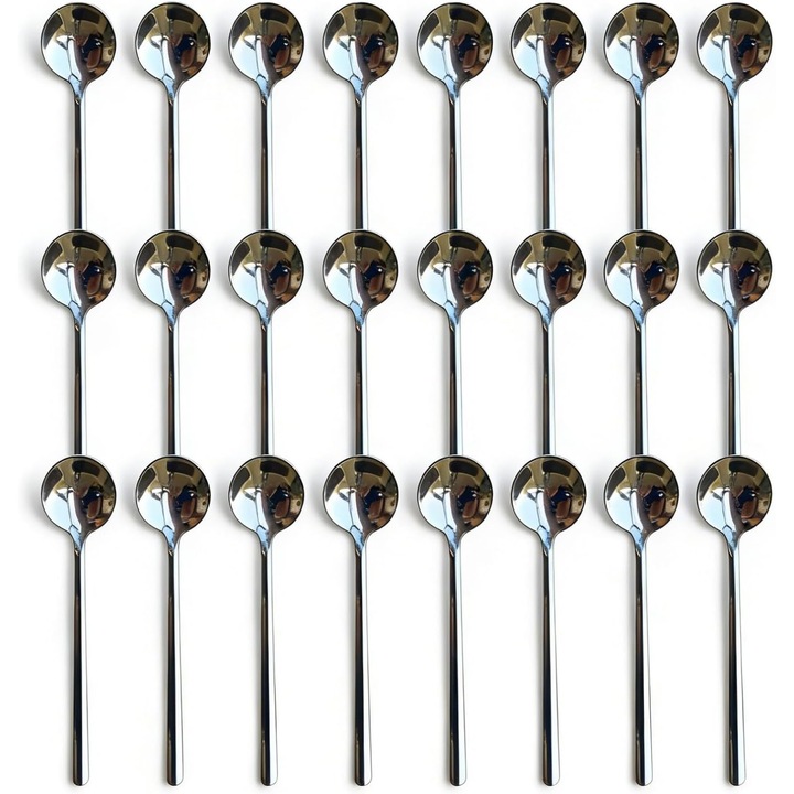 Set 24 Lingurite Cafea Inox, Lustru Inalt, Sigure pentru Masina de Spalat