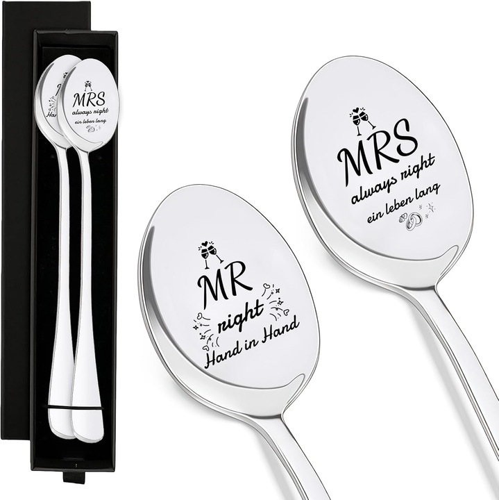 Set 2 Linguri Nunta "Mr Right & Mrs Always Right" - Cadou Inedit