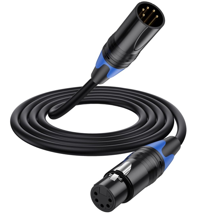 XLR 5 tűs DMX512 kábel, színpadi világítás adapter, 1.8m