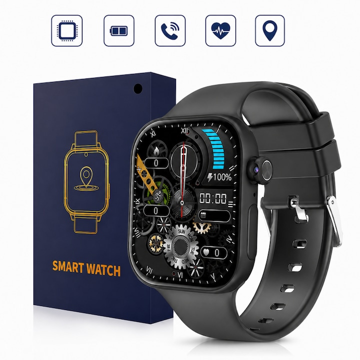 Smartwatch Huawei Watch GT 6, 46MM, Black Stainless Steel Case, Black Fluoroelastomer Strap