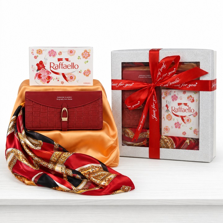 Set Cadou Elegance cu Portofel Dama Rosu Grena