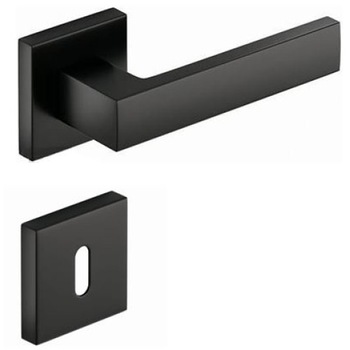 Manere usi model CUBE negru mat cu rozeta cheie Manere usi model CUBE negru mat cu rozeta cheie