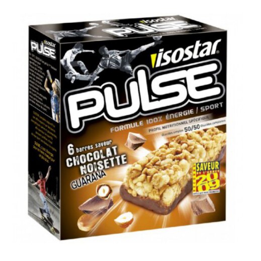 Batoane energizante Isostar Pulse Energy, Guarana, 6 bucati x 23 g