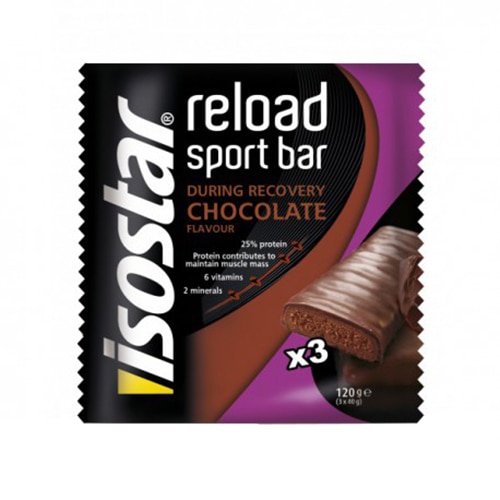 Batoane energizante Isostar Reload Energy, Ciocolata, 3 bucati x 40 g