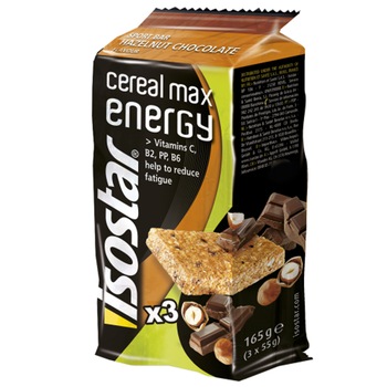 Batoane energizante Isostar Cereal Max, Alune si ciocolata, 3 bucati x 55 g Batoane energizante Isostar Cereal Max, Alune si ciocolata, 3 bucati x 55 g