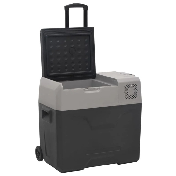 Cutie frigorifica cu roti si adaptor, lada frigorifica 50 l, polipropilena, verde armata