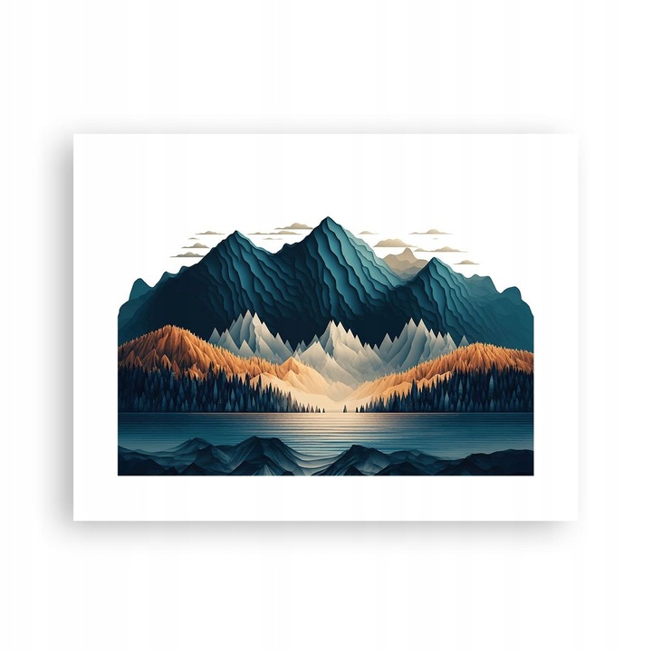 Tablou Poster 3D Peisaj Montan 40x30cm, Hartie Premium Mata